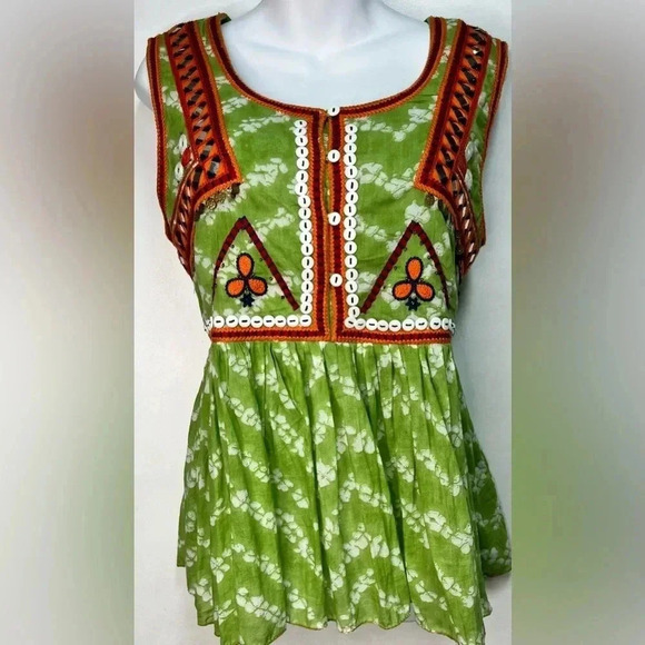 Indigo Moon Tops - Indigo Moon Top Bohemian Embroidered Beaded and Coin Details NWT